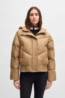 Giubbotto imbottito idrorepellente da equitazione in stile bomber, Marrone chiaro