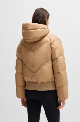 Equestrian water-repellent padded jacket in a bomber style, Light Brown