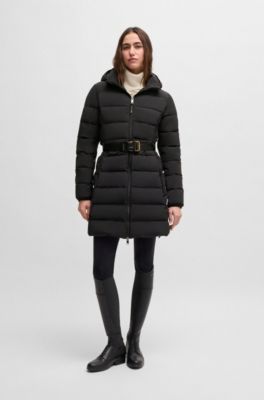 Equestrian water-repellent quilted coat with side zips, Black