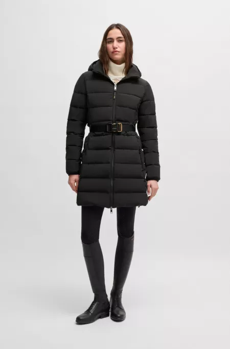 Equestrian water-repellent quilted coat with side zips