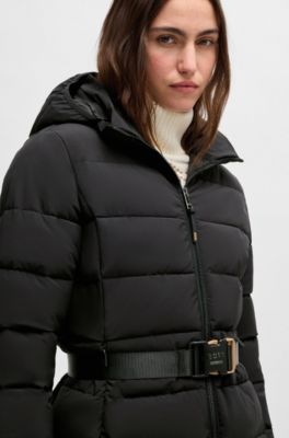 Equestrian water-repellent quilted coat with side zips, Black