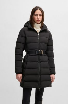 Equestrian water-repellent quilted coat with side zips, Black