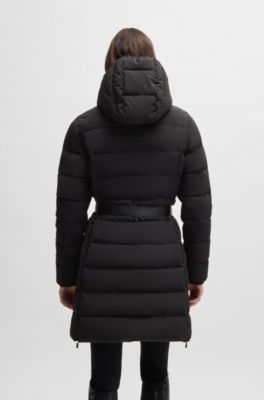 Equestrian water-repellent quilted coat with side zips, Black