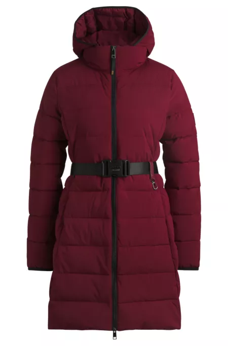 Equestrian water-repellent quilted coat with side zips