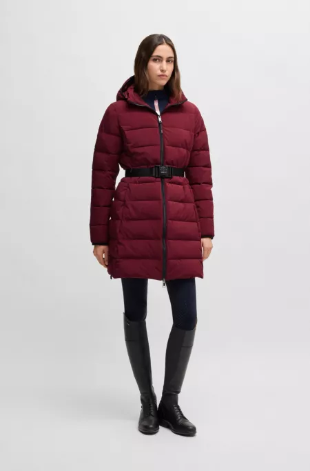 Equestrian water-repellent quilted coat with side zips