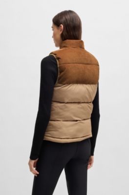 Chaleco impermeable para equitaci&oacute;n con ribete de pana, Beige