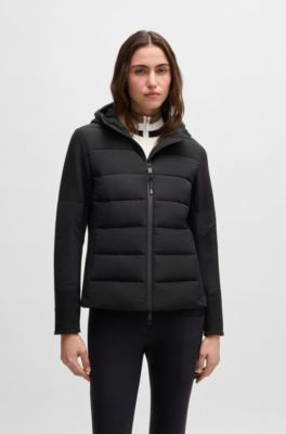 Veste d&rsquo;&eacute;quitation hybride, matelass&eacute;e et d&eacute;perlante, Noir