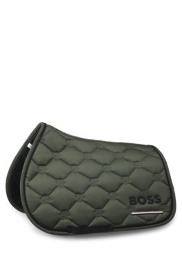 Equestrian jumping saddle pad with Double B monogram quilting, Dark Green