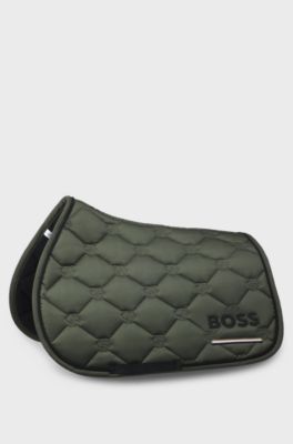 Equestrian jumping saddle pad with Double B monogram quilting, Dark Green