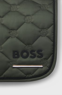 Equestrian jumping saddle pad with Double B monogram quilting, Dark Green