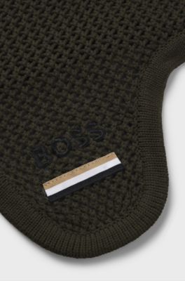 Equestrian fly veil with crochet knit, M&ouml;rkgr&ouml;n