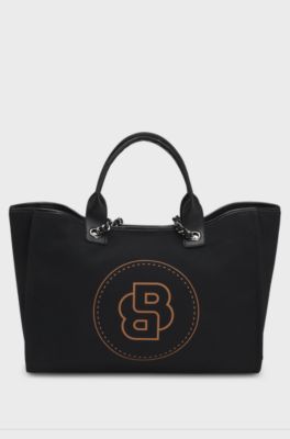 Equestrian shopper bag in coated canvas, Black