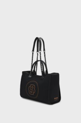 Equestrian shopper bag in coated canvas, Black