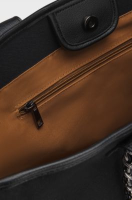 Cabas &eacute;questre en toile enduite, Noir