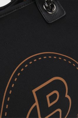 Cabas &eacute;questre en toile enduite, Noir