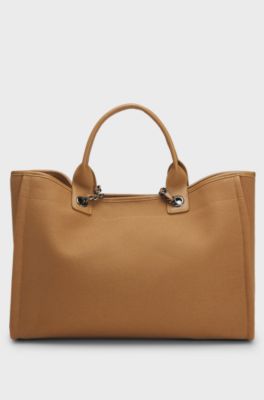 Equestrian shopper bag in coated canvas, Beige