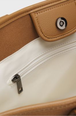 Equestrian shopper bag in coated canvas, Beige