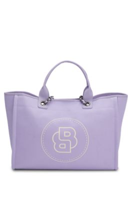 Equestrian shopper bag in coated canvas, Light Purple