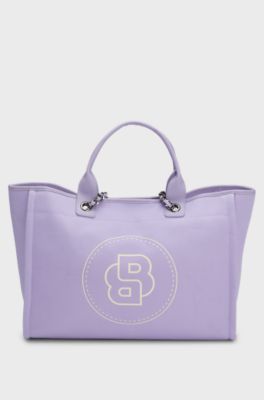 Equestrian shopper bag in coated canvas, Light Purple