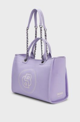 Equestrian shopper bag in coated canvas, Light Purple