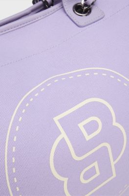 Equestrian shopper bag in coated canvas, Light Purple