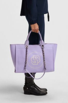 Equestrian shopper bag in coated canvas, Light Purple