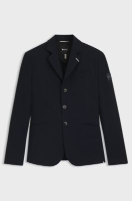 Equestrian show jacket in perforated stretch fabric, Dark Blue