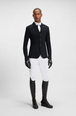 Equestrian show jacket in perforated stretch fabric, Dark Blue