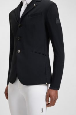 Equestrian show jacket in perforated stretch fabric, Dark Blue