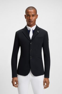 Equestrian show jacket in perforated stretch fabric, Dark Blue