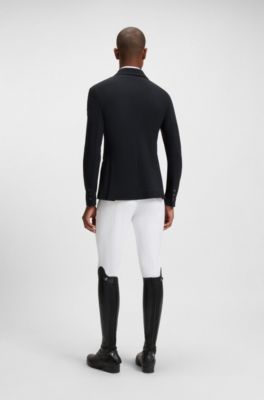 Equestrian show jacket in perforated stretch fabric, Dark Blue