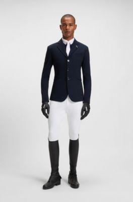 Wedstrijdshirt voor ruiters met details als contrast, Donkerblauw