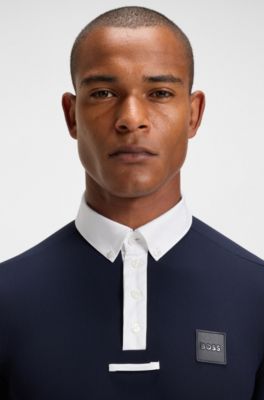 Wedstrijdshirt voor ruiters met details als contrast, Donkerblauw