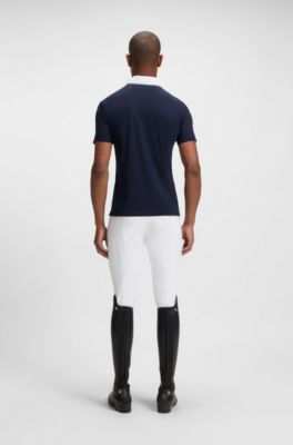 Wedstrijdshirt voor ruiters met details als contrast, Donkerblauw