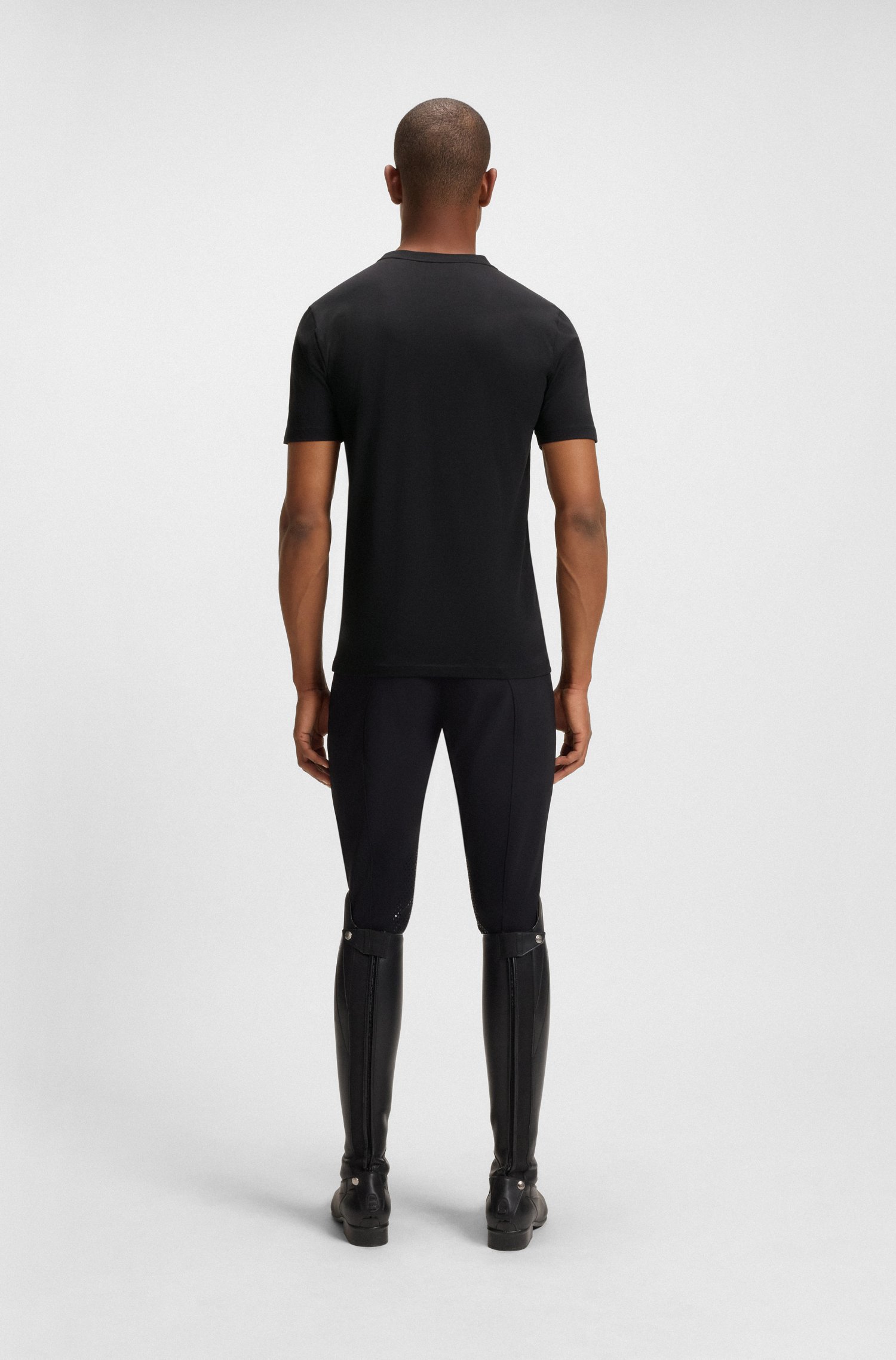 Boss Equestrian stretch-cotton T-shirt with logo patch herr – bild 3