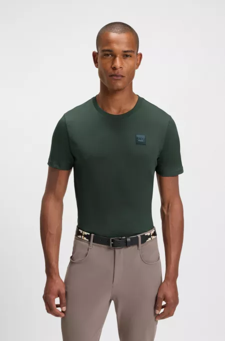 T-shirt d’équitation en coton stretch avec écusson à logo