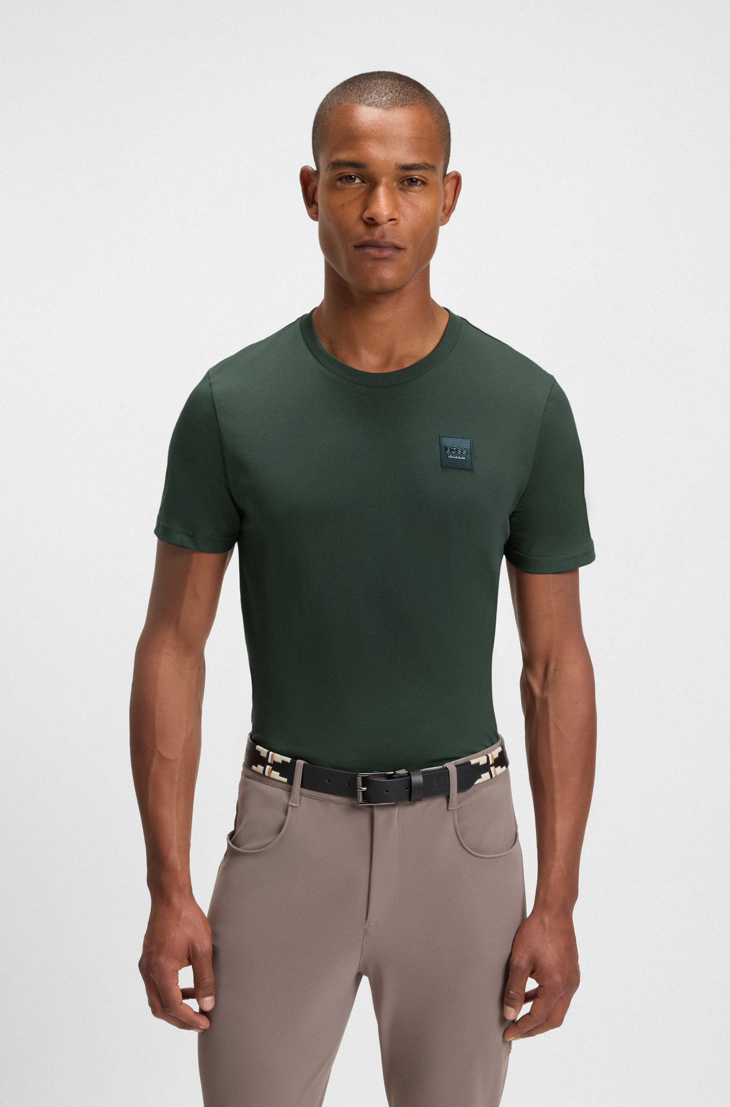 Boss Equestrian stretch-cotton T-shirt with logo patch herr – bild 2
