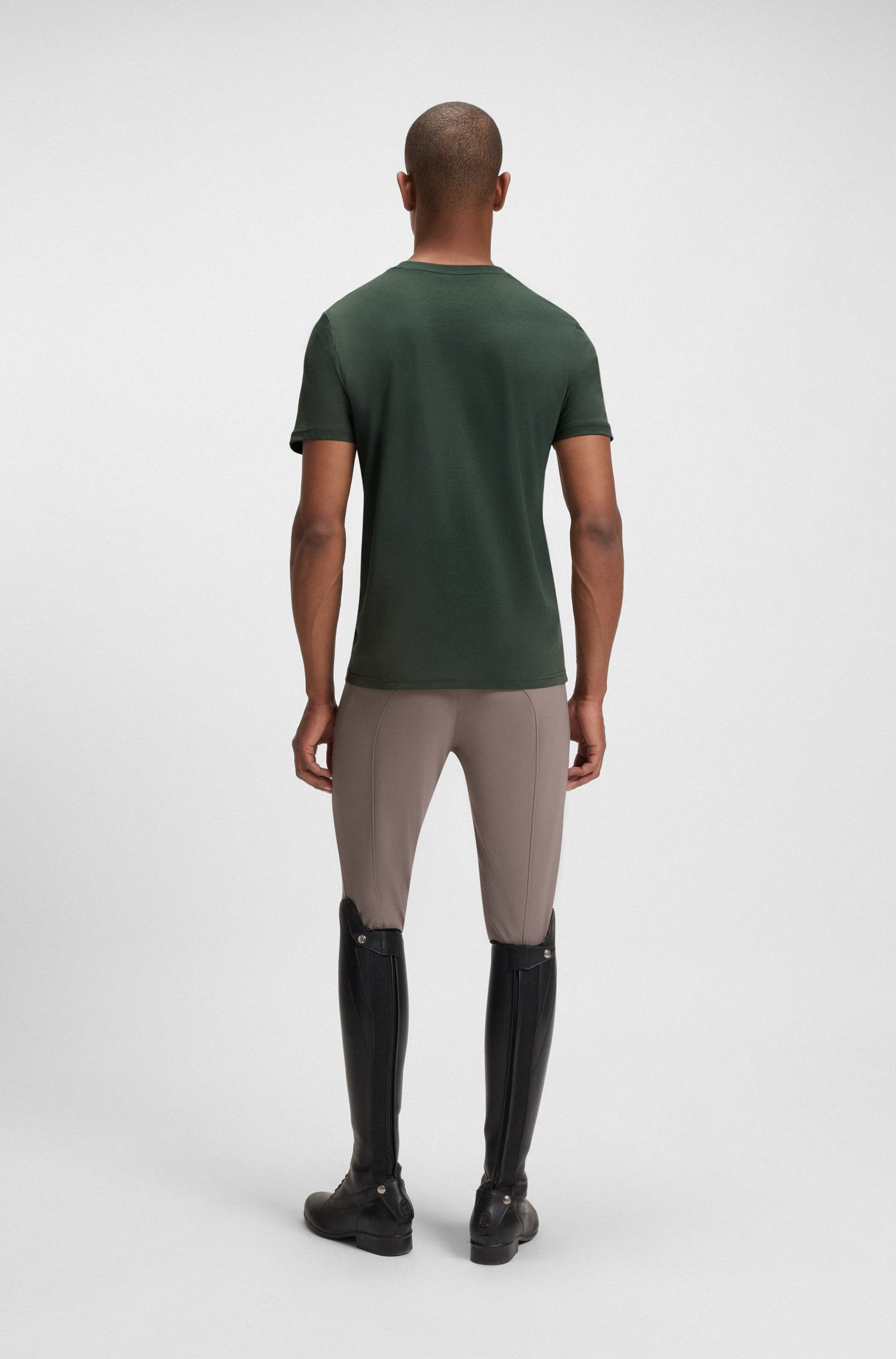Boss Equestrian stretch-cotton T-shirt with logo patch herr – bild 3