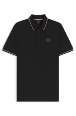 Equestrian stretch-cotton polo shirt with logo patch 1