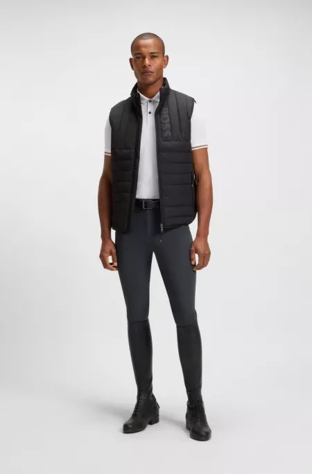 Polo d’équitation en coton stretch avec patch logo