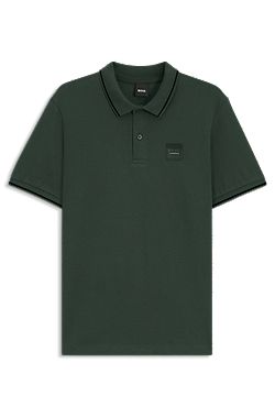 Equestrian stretch-cotton polo shirt with logo patch