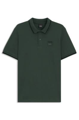 Equestrian stretch-cotton polo shirt with logo patch 1