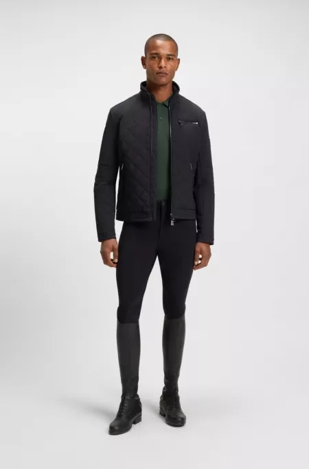 Polo de algodón elástico para equitación con aplique de logo