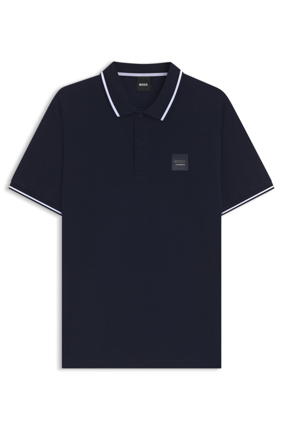 Equestrian stretch-cotton polo shirt with logo patch