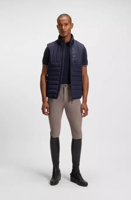 Equestrian stretch-cotton polo shirt with logo patch