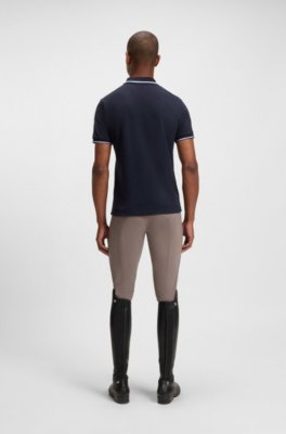 Boss Equestrian stretch-cotton polo shirt with logo patch pikéer herr – bild 3