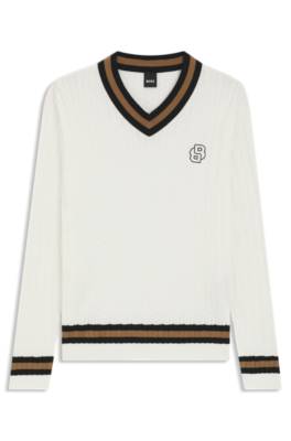 Equestrian cotton sweater with cable knit 1