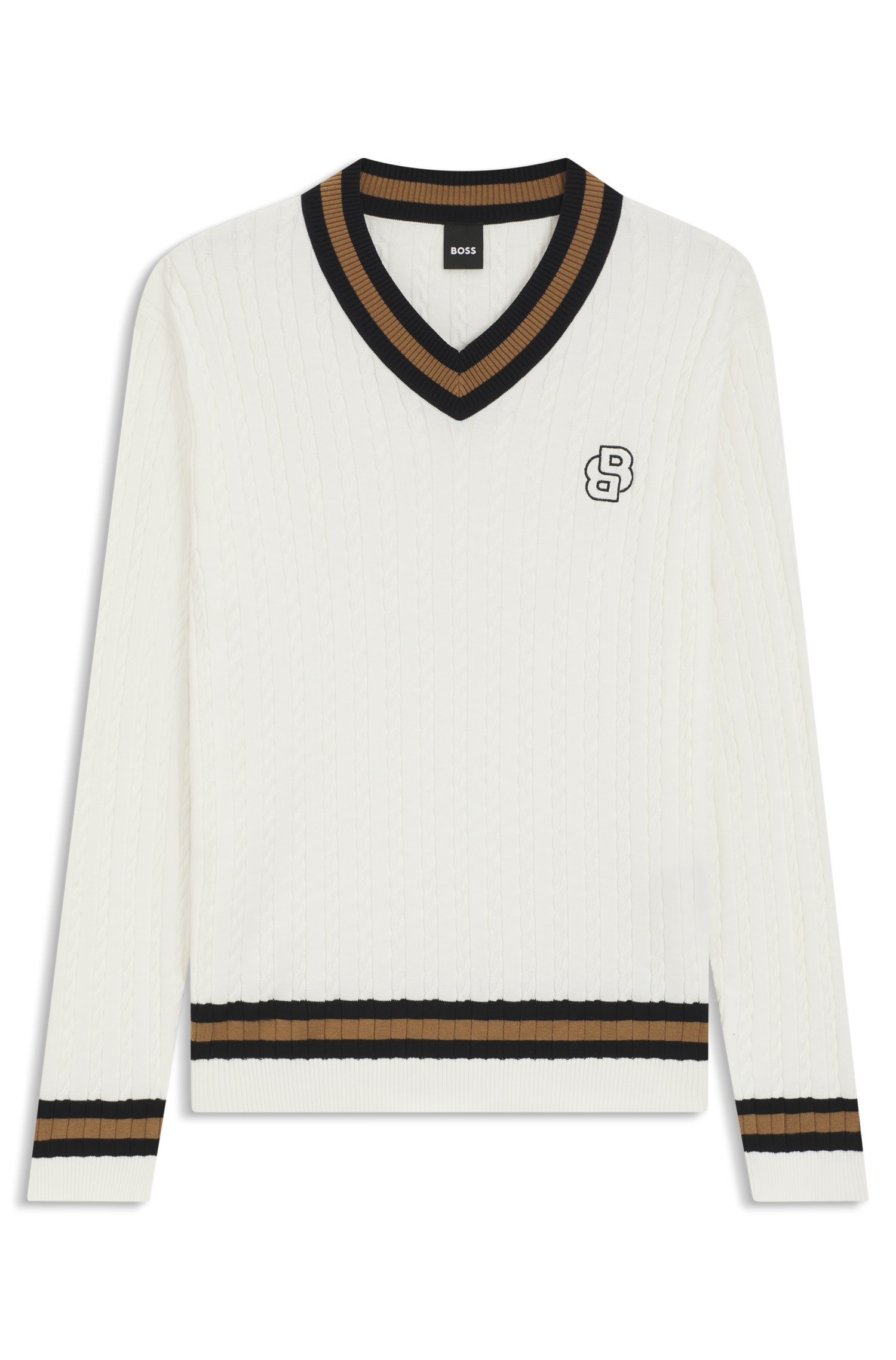 Boss Equestrian cotton sweater with cable knit stickade tröjor herr