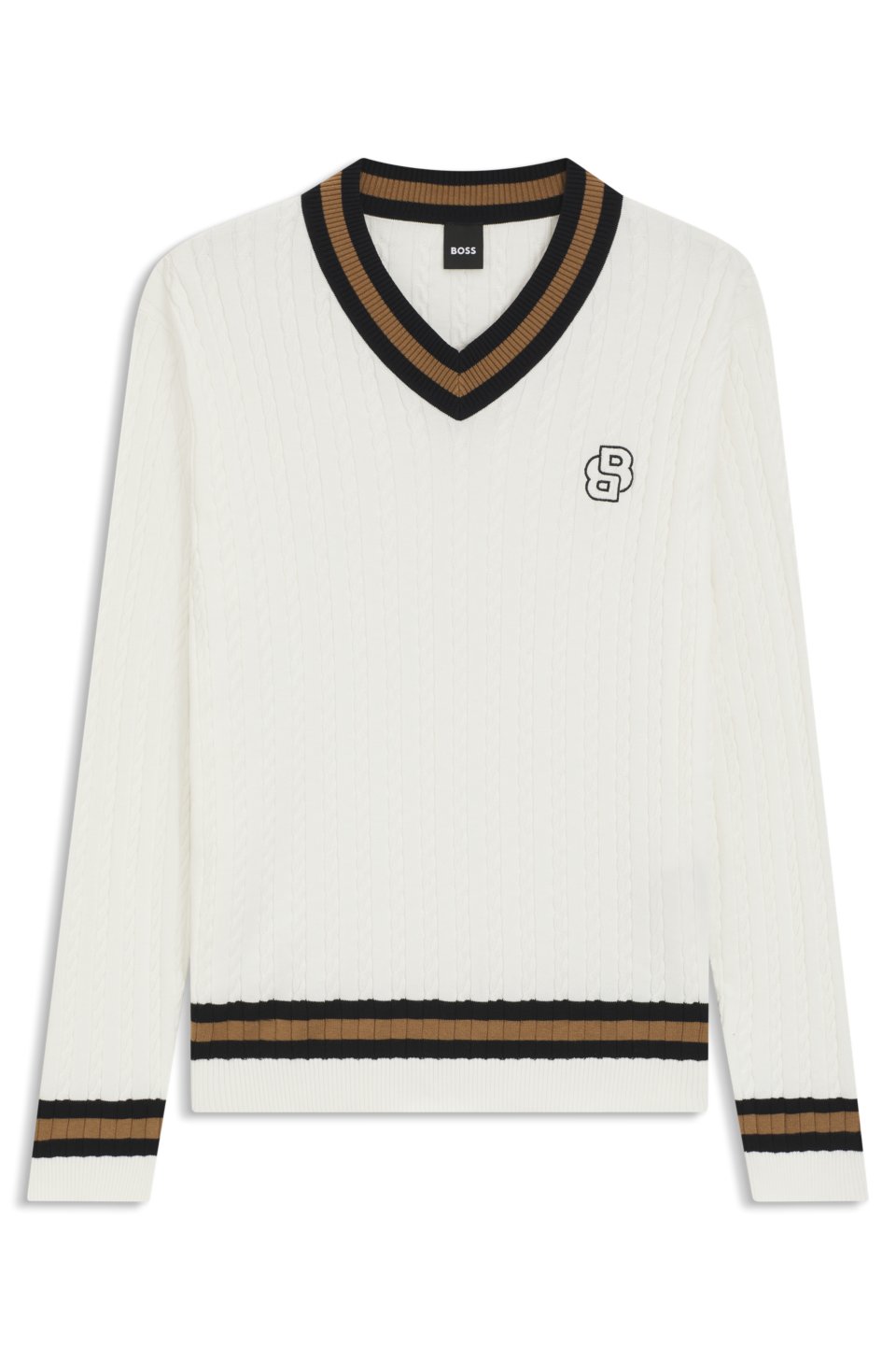 Equestrian cotton sweater with cable knit