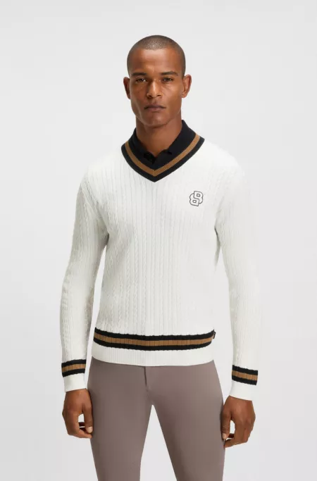 Reitsport-Pullover aus Baumwolle mit Zopfmuster